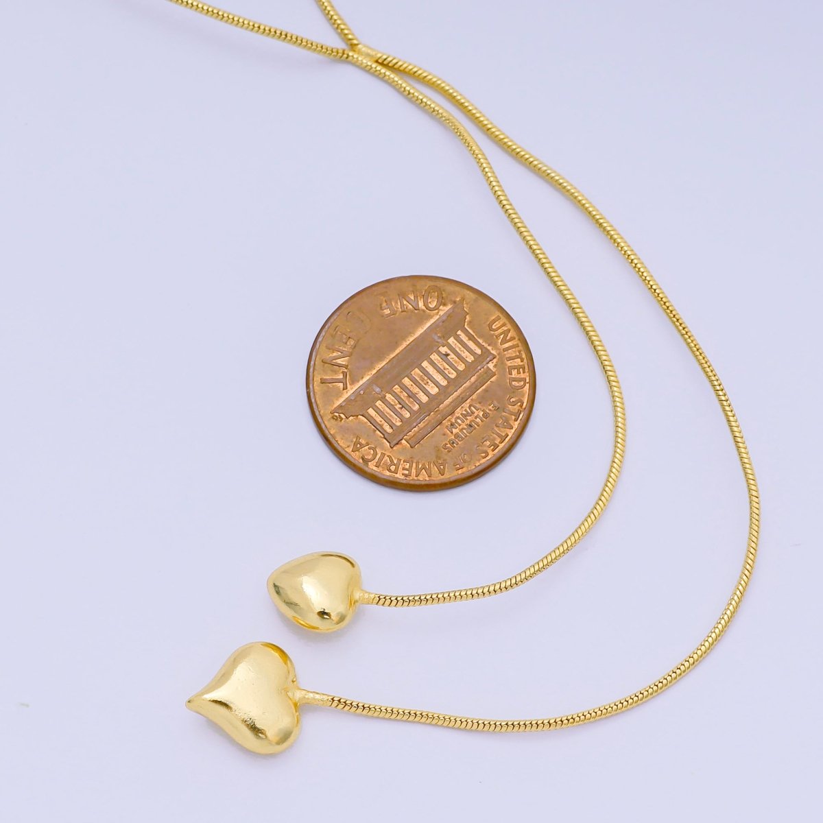 24K Gold Filled Double Heartfelt Tangled Herringbone Snake Chain Necklace 16.73 Inch with Extender | WA-3350