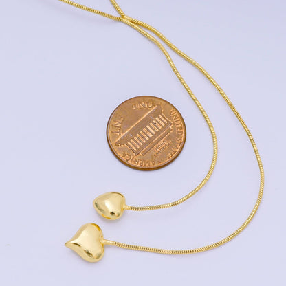 24K Gold Filled Double Heartfelt Tangled Herringbone Snake Chain Necklace 16.73 Inch with Extender | WA-3350