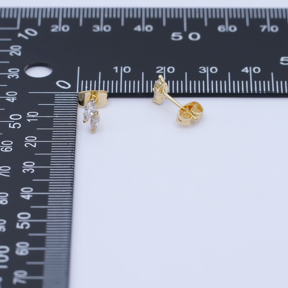 24K Gold Filled Double Marquise CZ Stud Earrings in Gold &amp; Silver | AI547 AI548