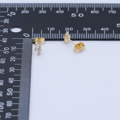 24K Gold Filled Double Marquise CZ Stud Earrings in Gold &amp; Silver | AI547 AI548
