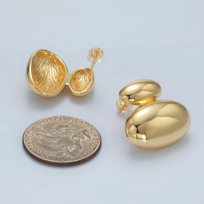 24K Gold Filled Double Oval Dome Minimalist Stud Earrings in Gold &amp; Silver | P530 P531