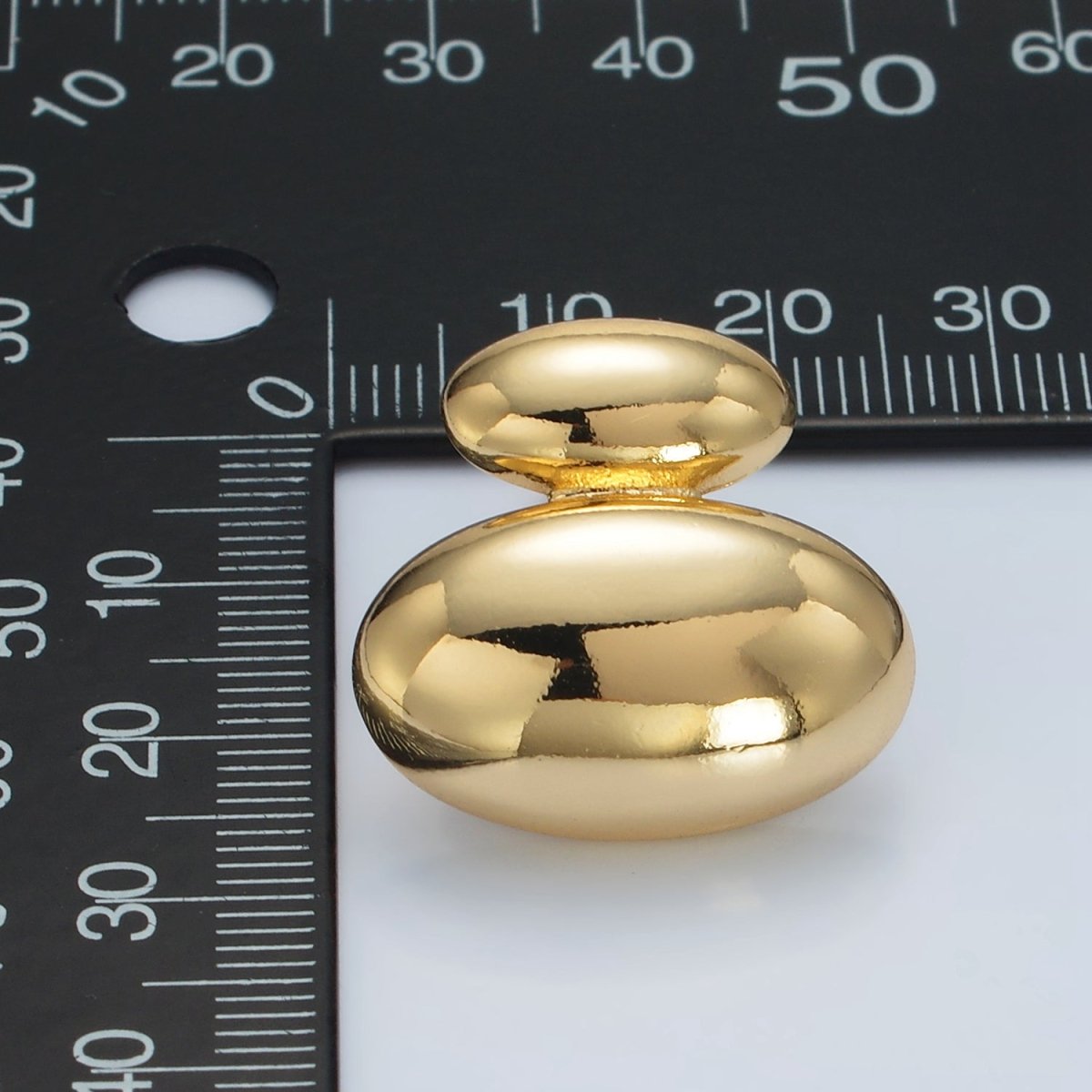 24K Gold Filled Double Oval Dome Minimalist Stud Earrings in Gold &amp; Silver | P530 P531