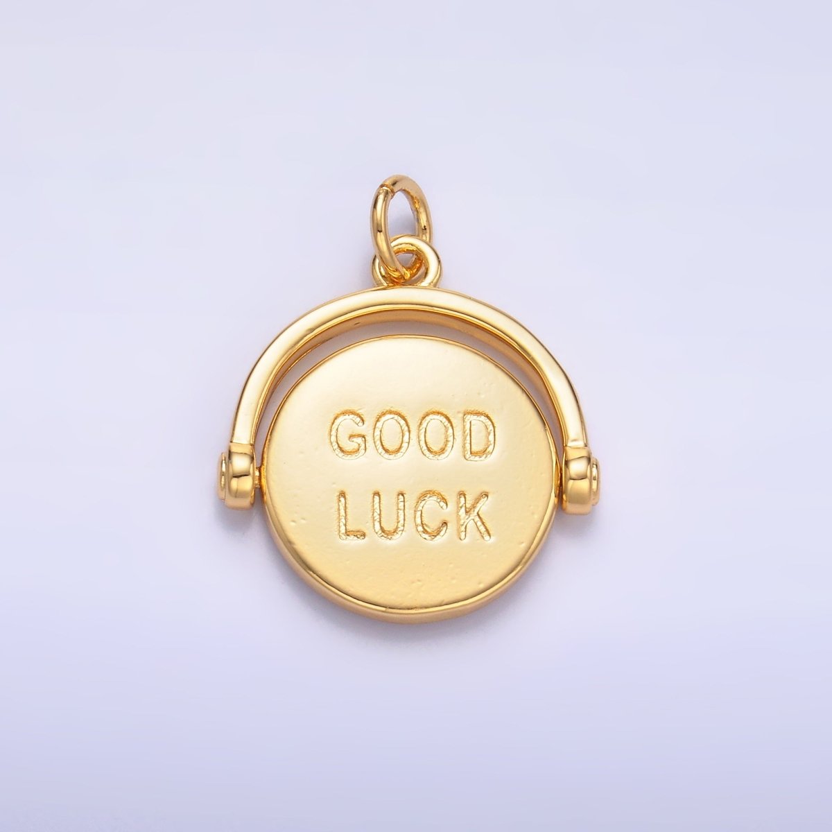 24K Gold Filled Double Sided "Good Luck" "Try Again" Coin Charm in Gold &amp; Silver | W401