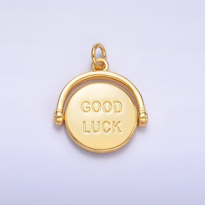24K Gold Filled Double Sided "Good Luck" "Try Again" Coin Charm in Gold &amp; Silver | W401