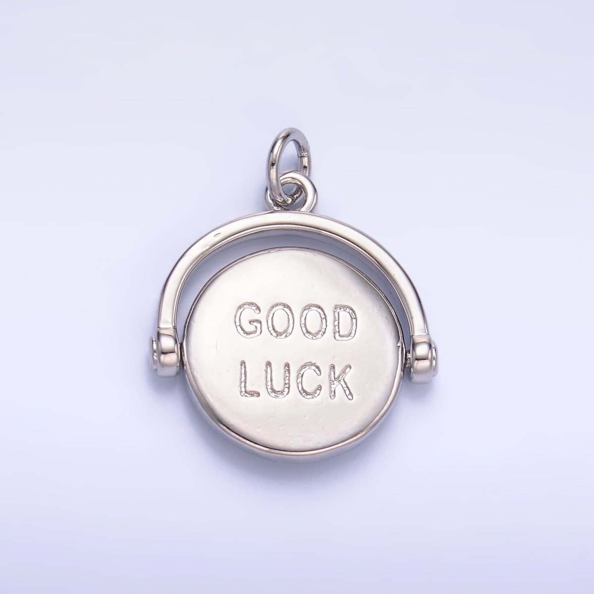 24K Gold Filled Double Sided "Good Luck" "Try Again" Coin Charm in Gold &amp; Silver | W401