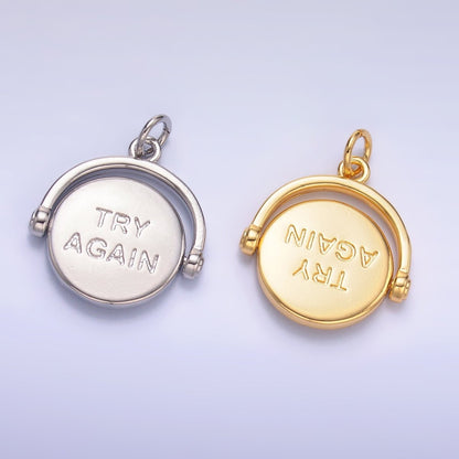 24K Gold Filled Double Sided "Good Luck" "Try Again" Coin Charm in Gold &amp; Silver | W401