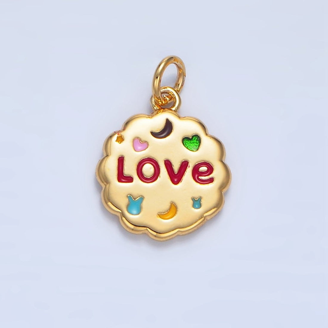 24K Gold Filled Double Sided "Lucky" "Love" Enamel Charm | X618
