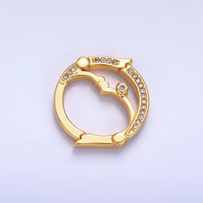 24K Gold Filled Double Sided Pull Closure Micro Paved CZ Celestial Moon Face Findings | Z1027