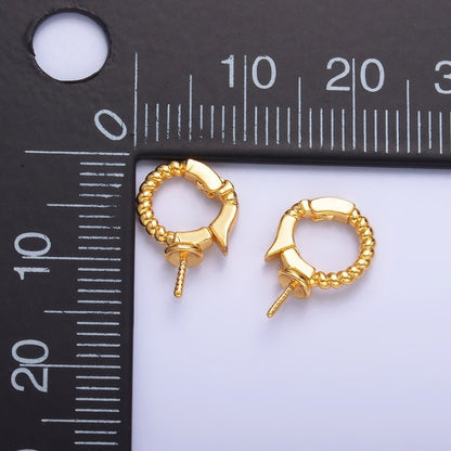 24K Gold Filled Drill Beaded Snap Latch Bail Finding | Z1084