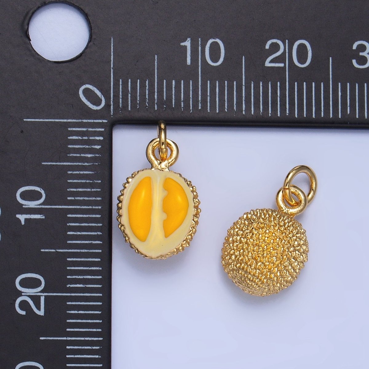 24K Gold Filled Durian Fruit Enamel Mini Multidimensional Charm | W053