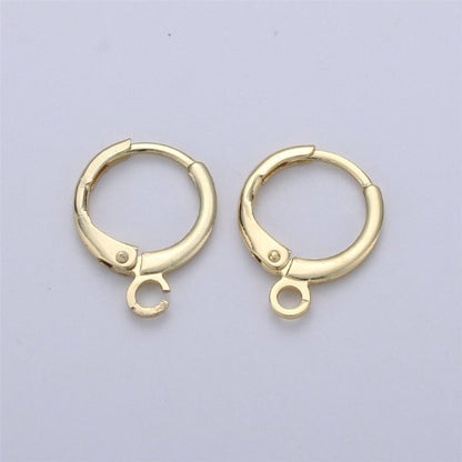 24k Gold Filled Earring Simple Round One Touch Earring jewelry Making, Earring supplies to put a charm dangle component, K-008