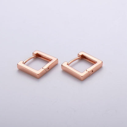 24k Gold Filled Earrings, Square Huggie Earring, Square Earrings, DIY Earrings, Everyday Wear Earrings, Rosegold Earring L-924