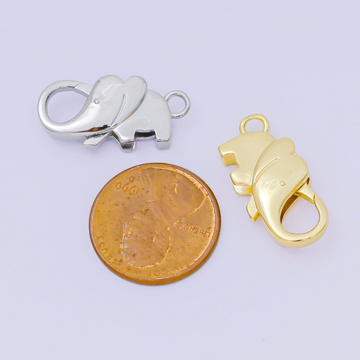 24K Gold Filled Elephant Lobster Clasp Closure Finding in Gold &amp; Silver | Z1318