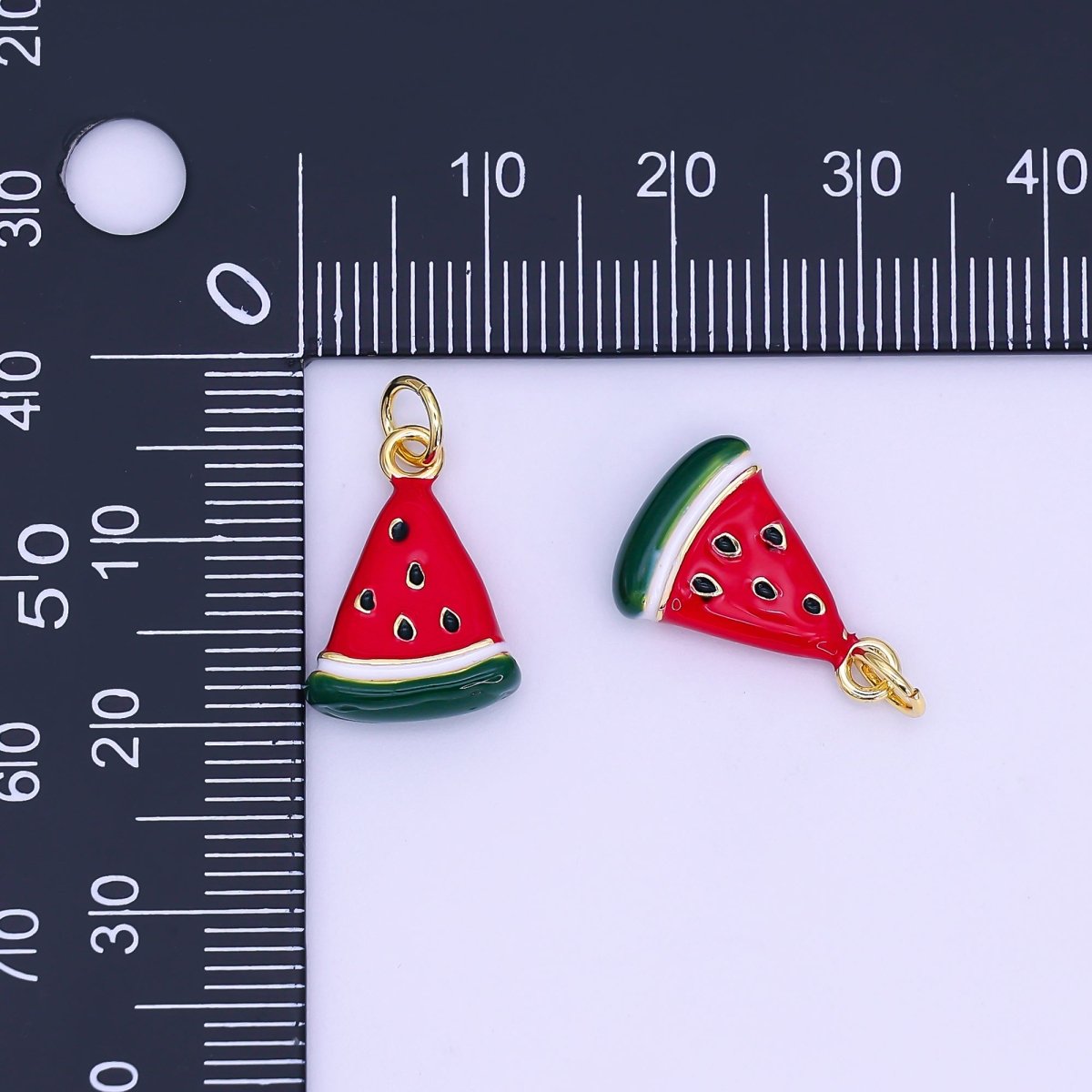 24K Gold Filled Enamel Watermelon Fruit Charm | E559
