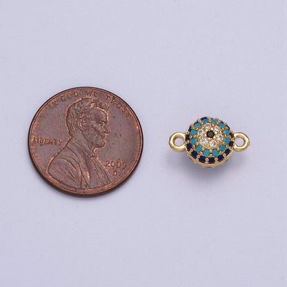 24K Gold Filled Evil Eye Ball Micro Paved CZ Connector | Y-659