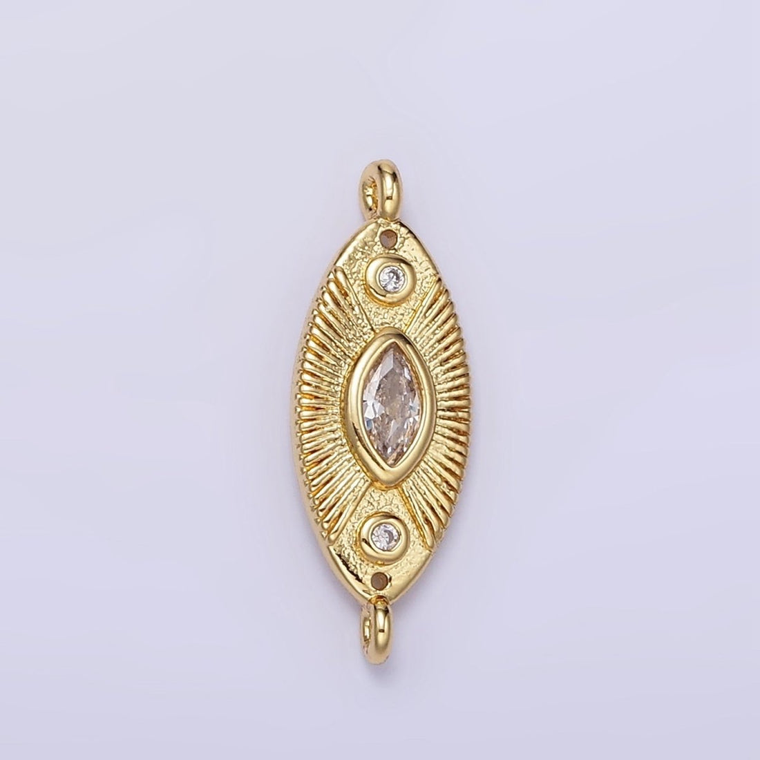 24K Gold Filled Evil Eye CZ Sunburst Sphere Connector in Gold &amp; Silver | F041