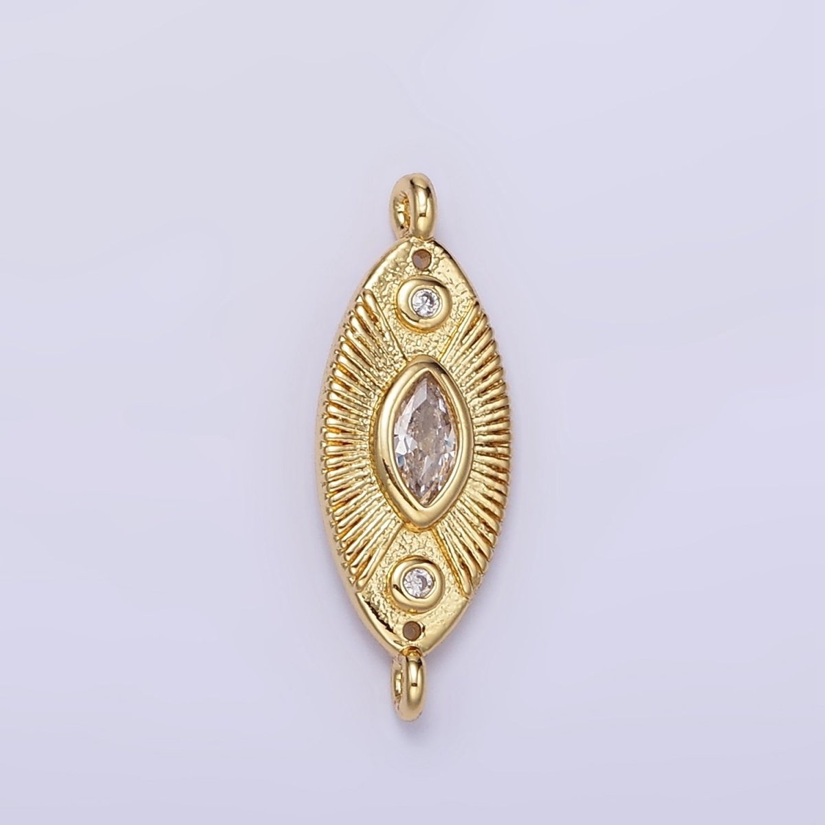 24K Gold Filled Evil Eye CZ Sunburst Sphere Connector in Gold &amp; Silver | F041