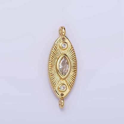 24K Gold Filled Evil Eye CZ Sunburst Sphere Connector in Gold &amp; Silver | F041