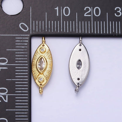 24K Gold Filled Evil Eye CZ Sunburst Sphere Connector in Gold &amp; Silver | F041