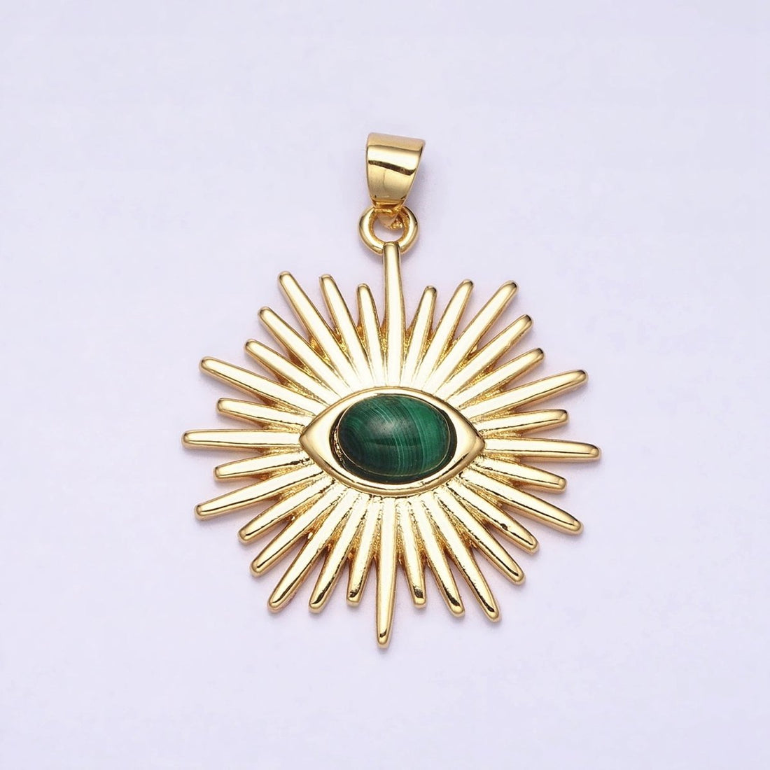 24K Gold Filled Evil Eye Pendant Malachite Eye Charm Cabochon Sun Burst Amulet Medallion Pendant AA280