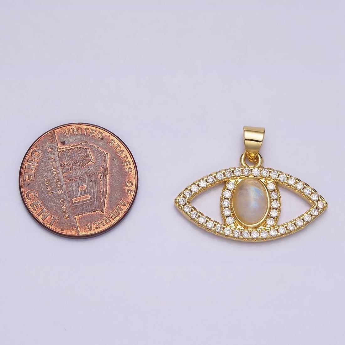 24K Gold Filled Evil Eye Pendant Rainbow Moonstone Eye Charm Cabochon Eye Micro Pave Cz Pendant Minimalist Jewelry AA285