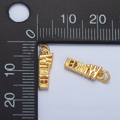 24K Gold Filled Evil Script Minimalist Charm | W026
