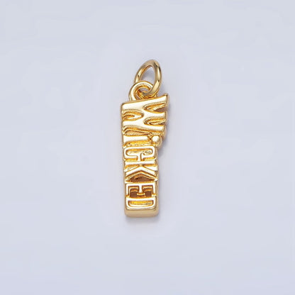24K Gold Filled Evil Script Minimalist Charm | W026