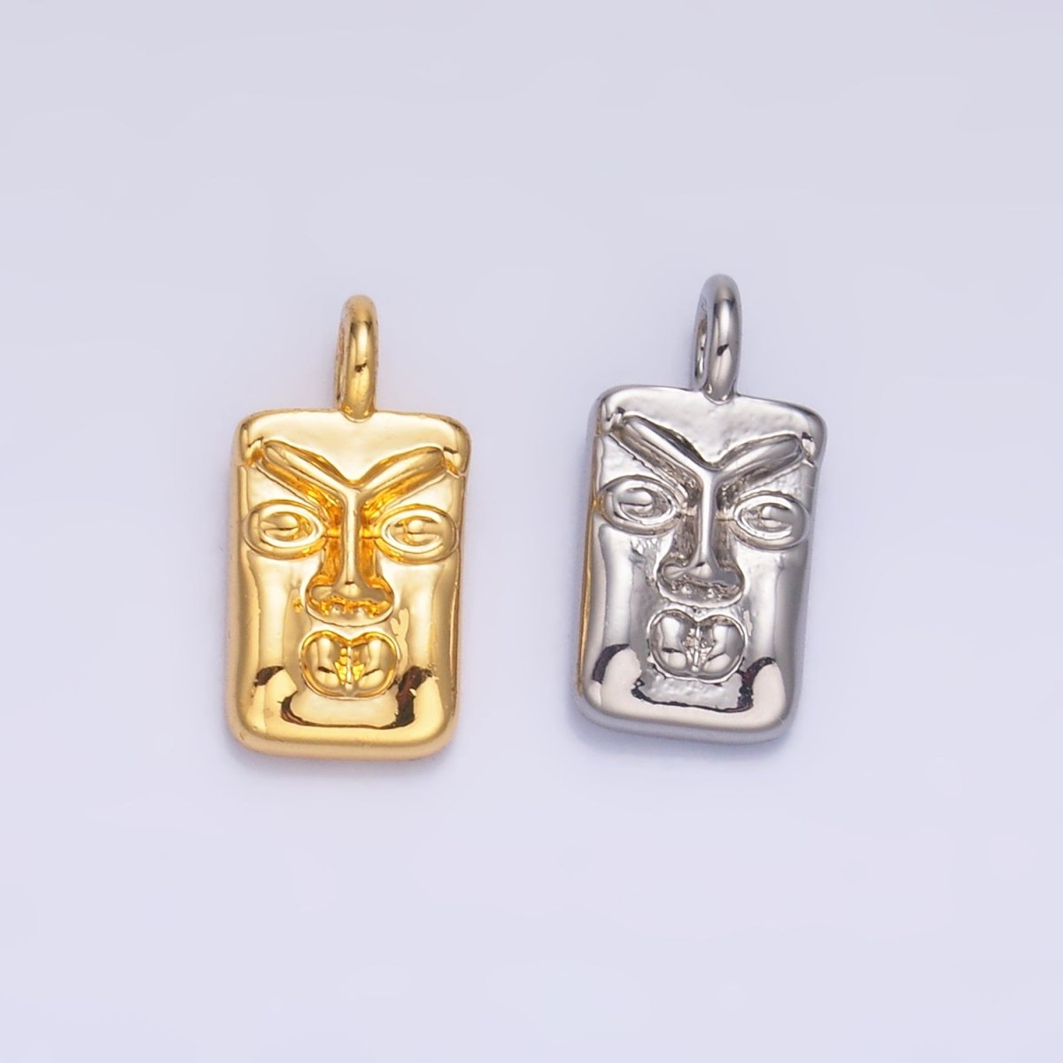 24K Gold Filled Face Tiki Bar Charm in Gold &amp; Silver | W866