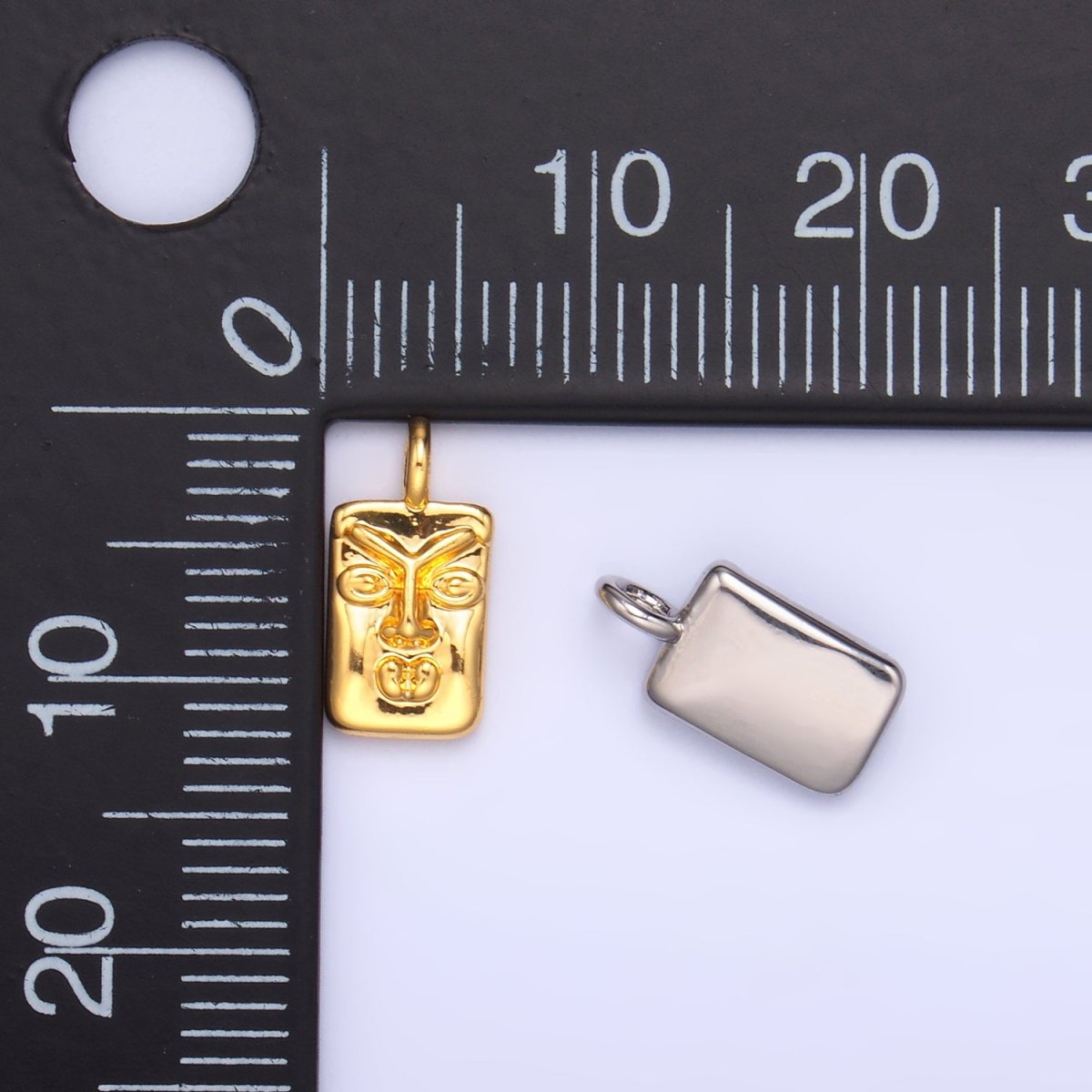 24K Gold Filled Face Tiki Bar Charm in Gold &amp; Silver | W866