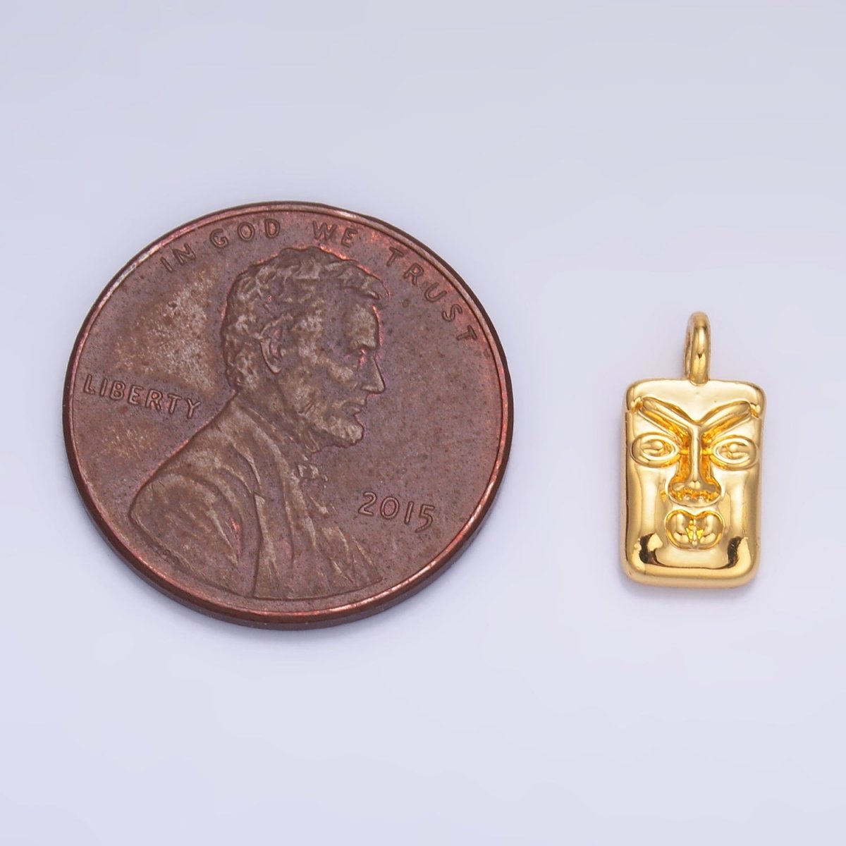 24K Gold Filled Face Tiki Bar Charm in Gold &amp; Silver | W866