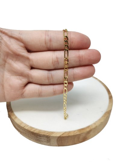 24K Gold Filled FIGARO Chain, 3.5mm Wide Figaro Link Chain Flat Figaro Chain, Jewelry Chain Sold by the Yard for Necklace Bracelet Anklet Supply | ROLL-102