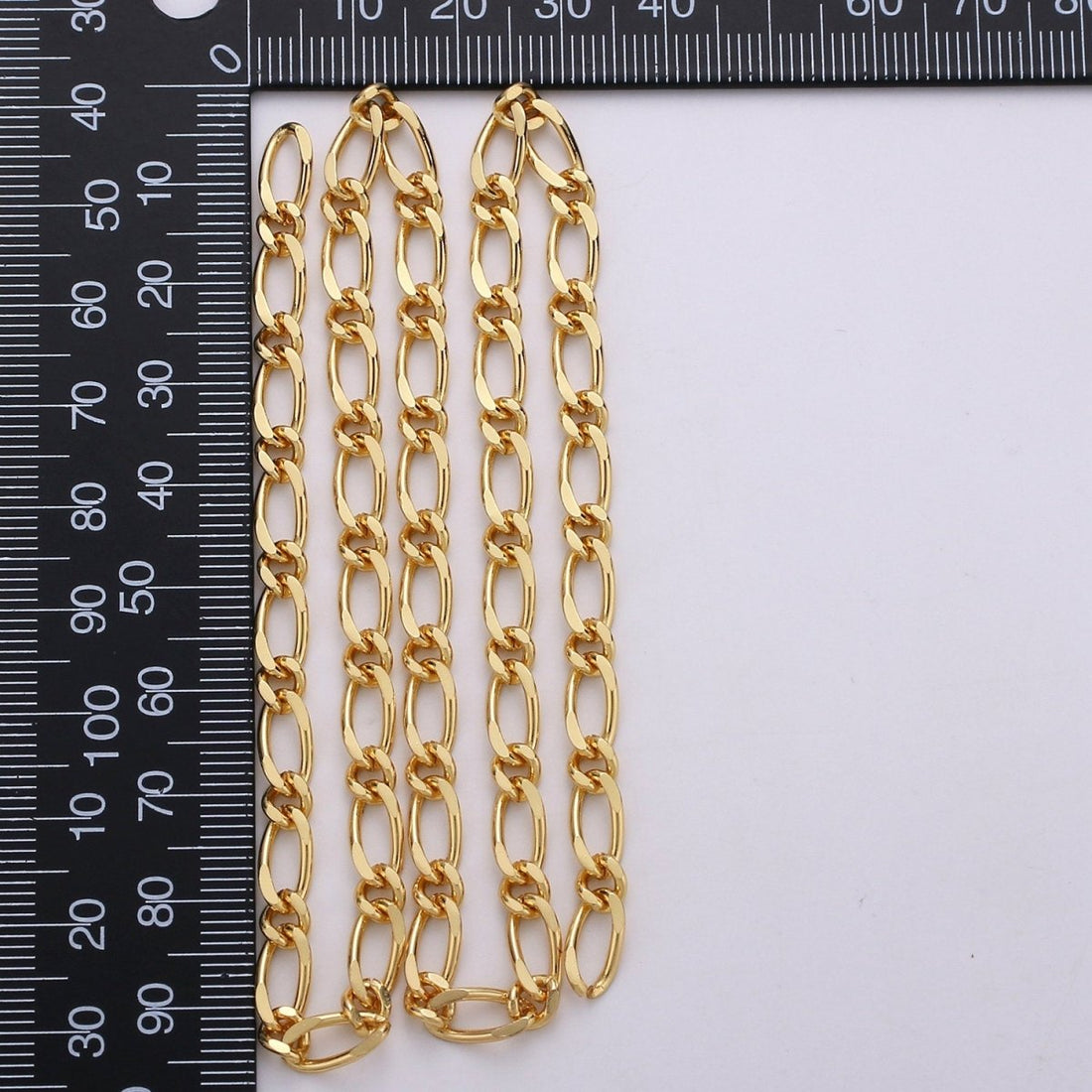 24K Gold Filled Figaro Chain by Yard, Gold Filled Cable Figaro Chain, Wholesale bulk Roll Chain for DIY Jewelry, Thickness 1mm | ROLL-276 Clearance Pricing