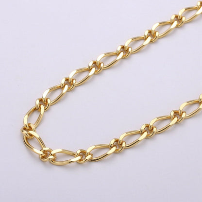 24K Gold Filled Figaro Chain by Yard, Gold Filled Cable Figaro Chain, Wholesale bulk Roll Chain for DIY Jewelry, Thickness 1mm | ROLL-276 Clearance Pricing
