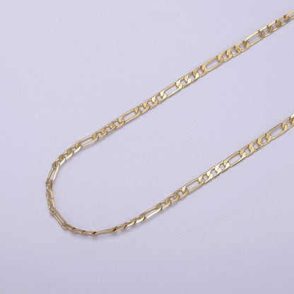 24K Gold Filled Figaro Chain, Dainty 2.5mm Flat Figaro Unfinished Chain For Jewelry Making | ROLL-674, ROLL-675