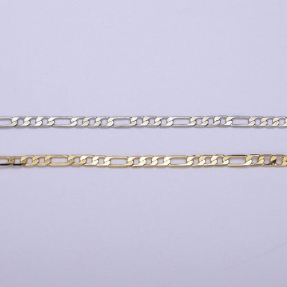 24K Gold Filled Figaro Chain, Dainty 2.5mm Flat Figaro Unfinished Chain For Jewelry Making | ROLL-674, ROLL-675
