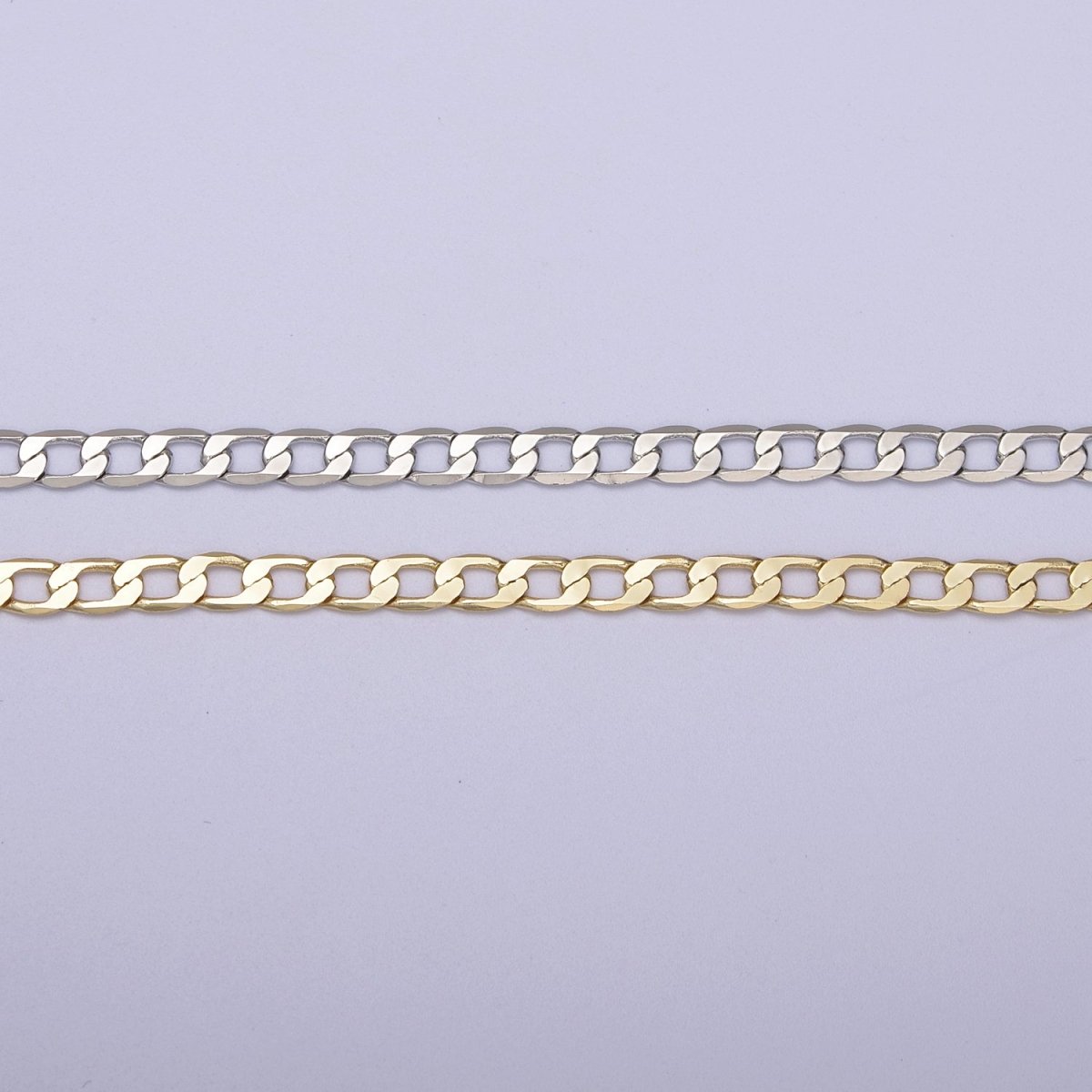 24K Gold Filled Figaro Curb Chain, Flat 3.5mm Width Figaro Unfinished Chain For Jewelry Making Supply Component | ROLL-688, ROLL-689 Clearance Pricing