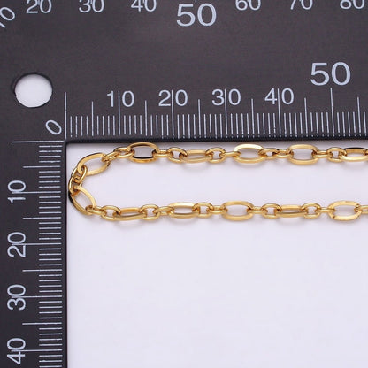 24K Gold Filled Figaro Long and Short Fancy Chain 3.5 mm Dainty Cable Link Unfinished Chain by Yard | ROLL-1295 ROLL-1296 Clearance Pricing