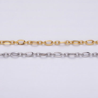 24K Gold Filled Figaro Long and Short Fancy Chain 3.5 mm Dainty Cable Link Unfinished Chain by Yard | ROLL-1295 ROLL-1296 Clearance Pricing