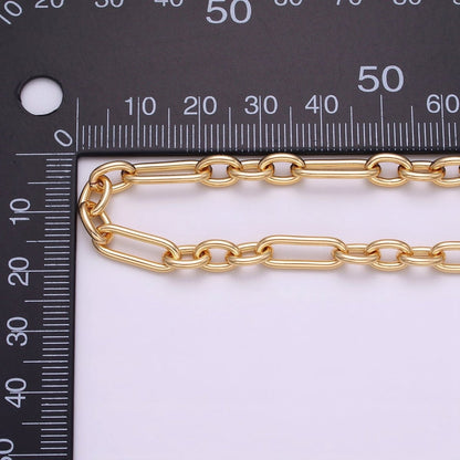 24K Gold Filled Figaro Long and Short Fancy Chain Bulk Gold, Silver Unfinished Chain | ROLL-1263 ROLL-1264 Clearance Pricing