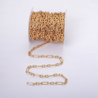 24K Gold Filled Figaro Long and Short Fancy Chain Bulk Gold, Silver Unfinished Chain | ROLL-1263 ROLL-1264 Clearance Pricing