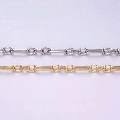 24K Gold Filled Figaro Long and Short Fancy Chain Bulk Gold, Silver Unfinished Chain | ROLL-1263 ROLL-1264 Clearance Pricing