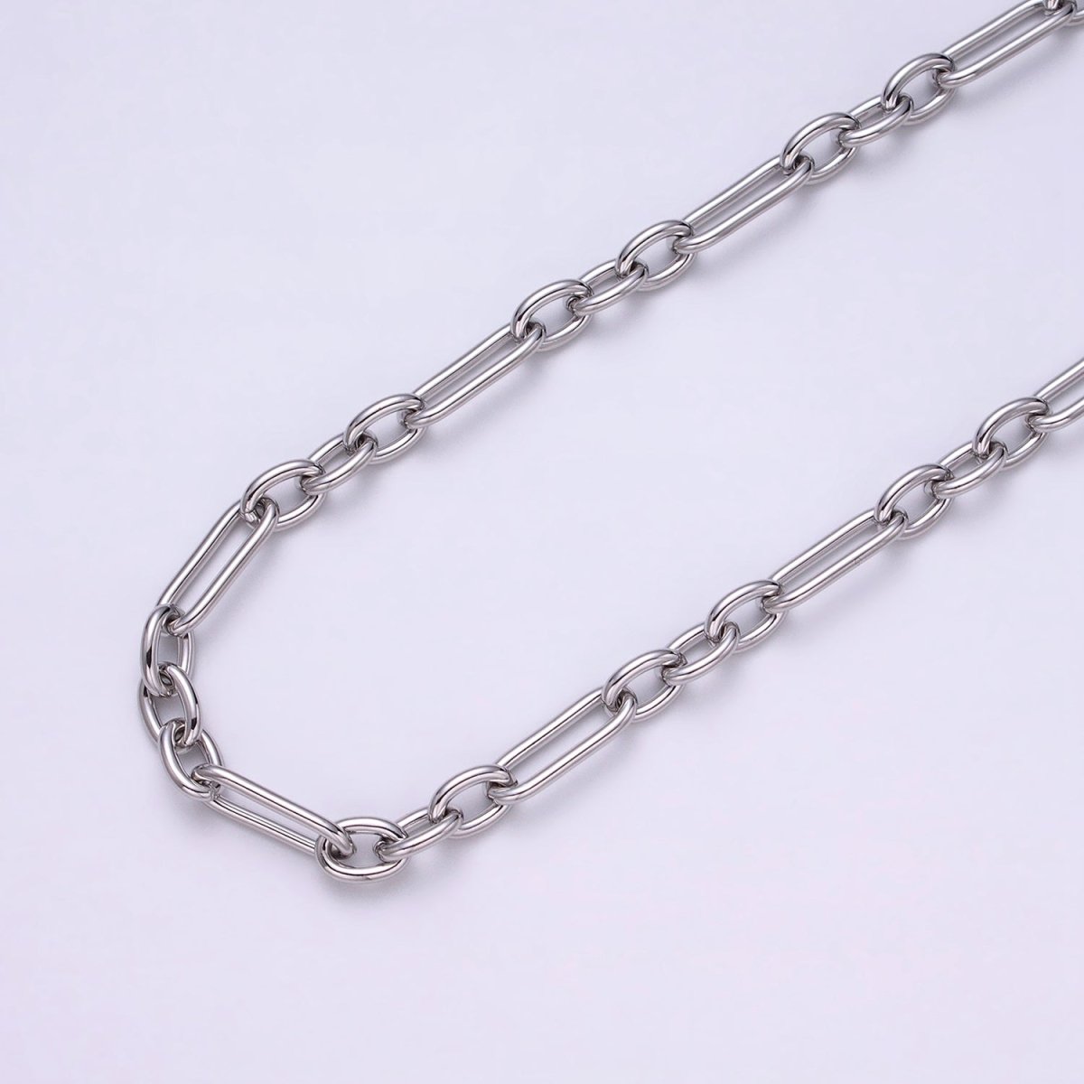 24K Gold Filled Figaro Long and Short Fancy Chain Bulk Gold, Silver Unfinished Chain | ROLL-1263 ROLL-1264 Clearance Pricing