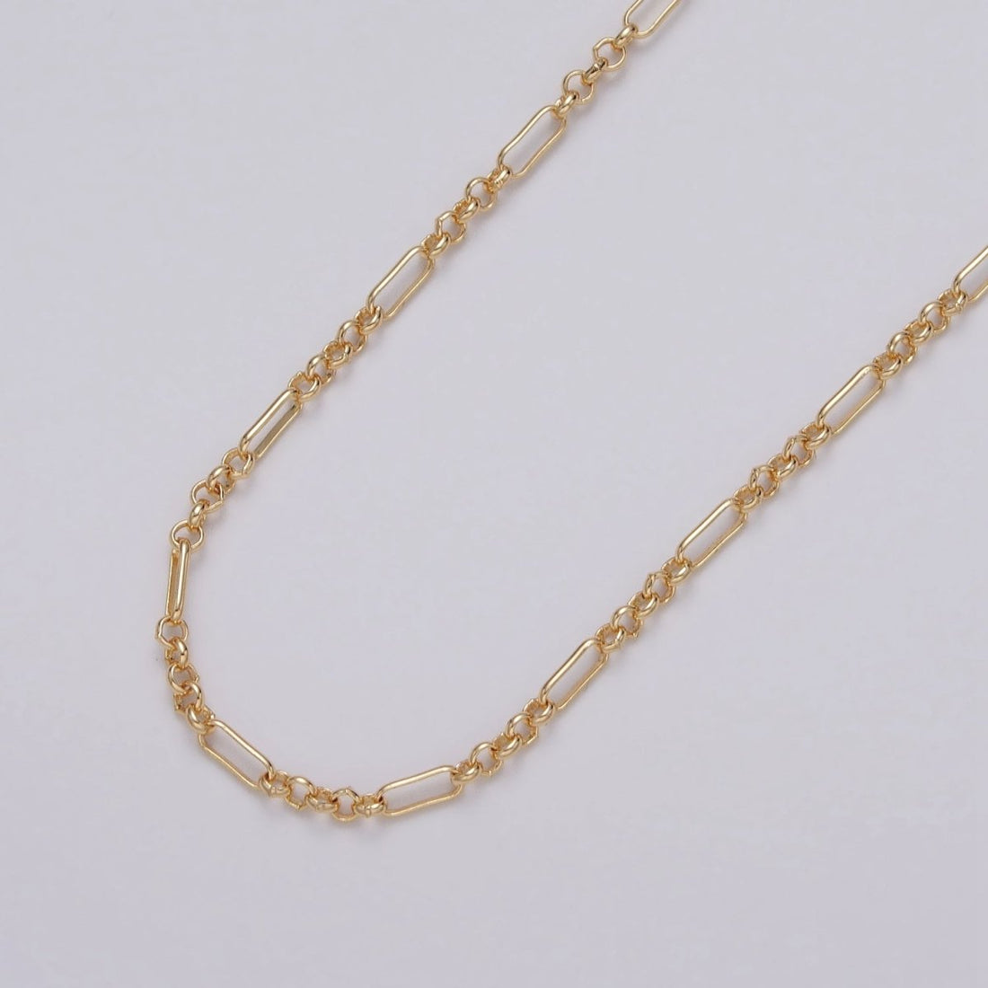 24k Gold Filled Figaro Long and Short Fancy Chain Triple, Double Rolo Link Unfinished Chain in Gold &amp; Silver | ROLL-1061, ROLL-1062, ROLL-1085, ROLL-1084 Clearance Pricing