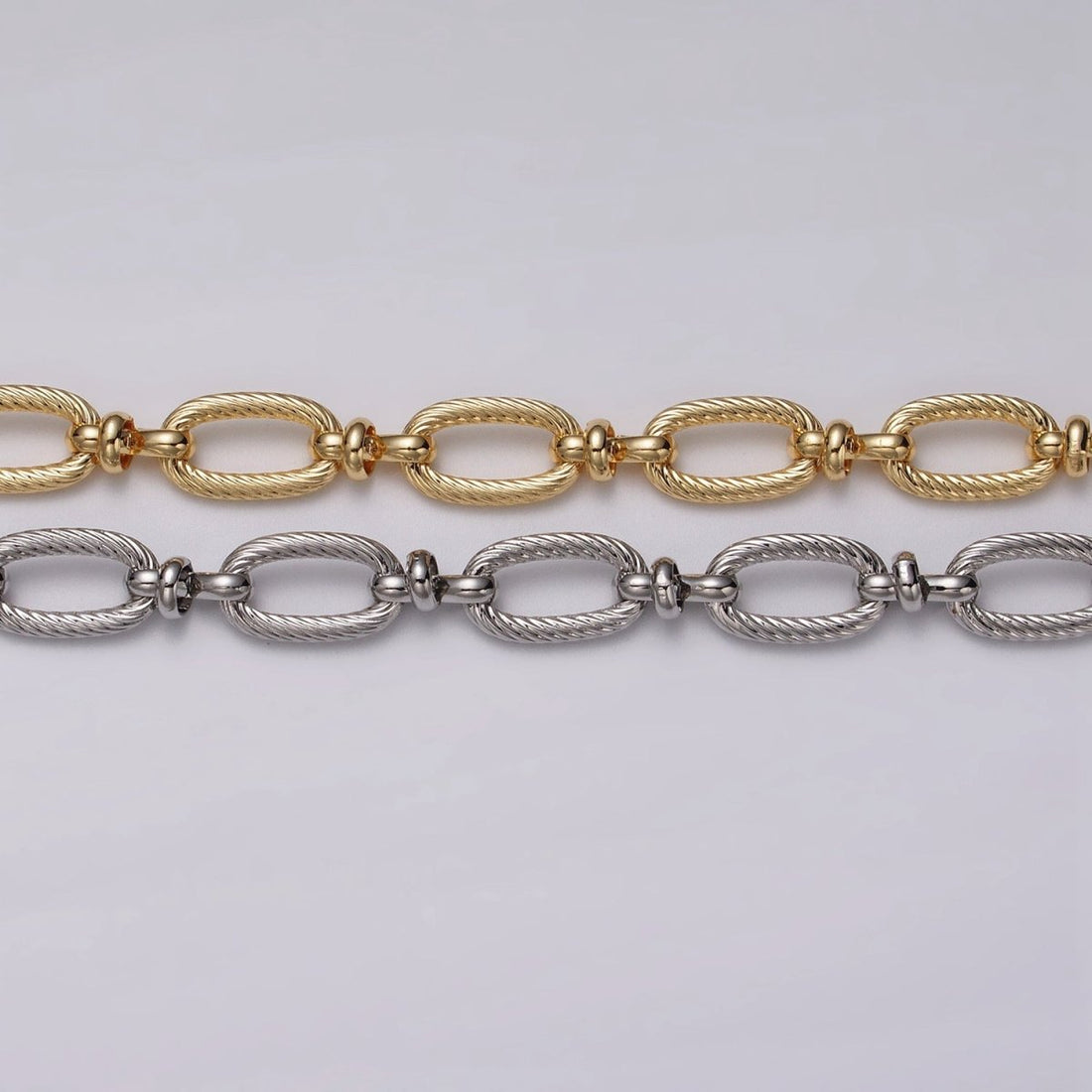 24k Gold Plated Figaro Long and Short Fancy Unfinished Chain in Gold &amp; Silver | ROLL-1139 ROLL-1140 Clearance Pricing