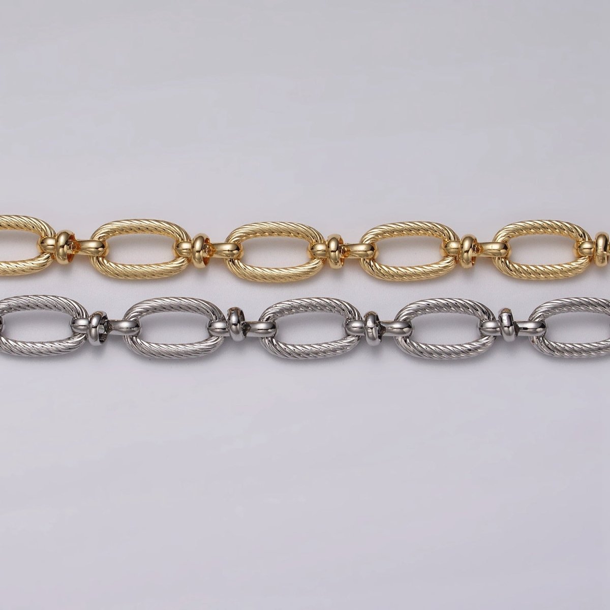 24k Gold Plated Figaro Long and Short Fancy Unfinished Chain in Gold &amp; Silver | ROLL-1139 ROLL-1140 Clearance Pricing