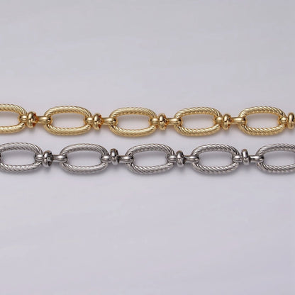 24k Gold Plated Figaro Long and Short Fancy Unfinished Chain in Gold &amp; Silver | ROLL-1139 ROLL-1140 Clearance Pricing