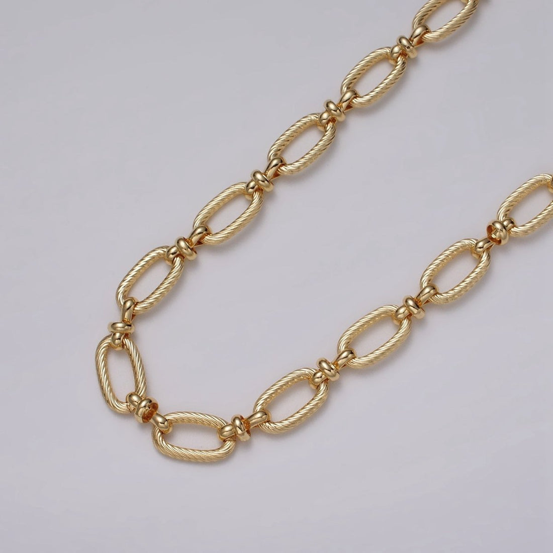 24k Gold Plated Figaro Long and Short Fancy Unfinished Chain in Gold &amp; Silver | ROLL-1139 ROLL-1140 Clearance Pricing
