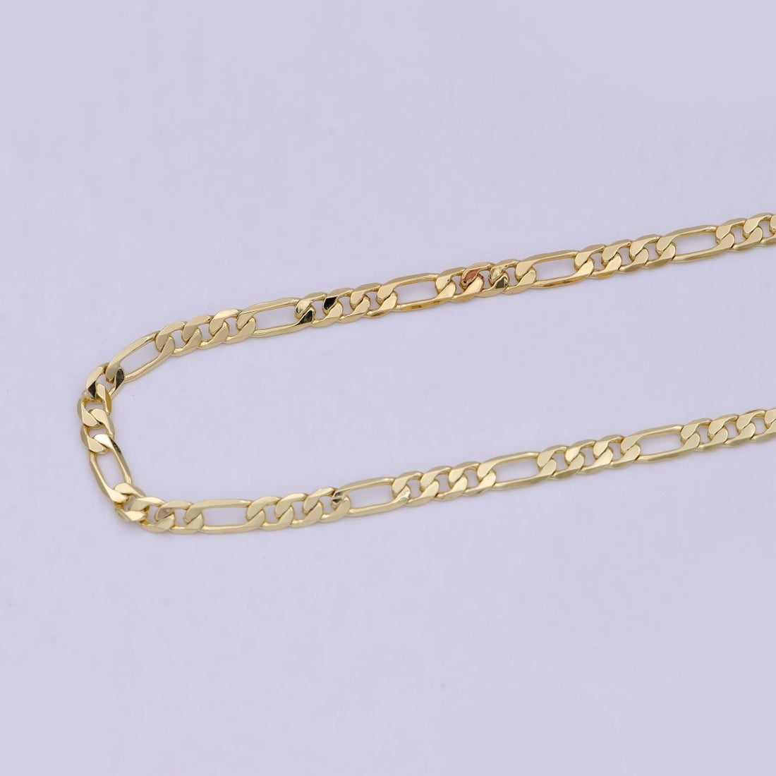 24K Gold Filled Figaro Unfinished Chain, Dainty 3mm Flat Figaro Chain for Men Woman Unisex Layering Necklace Jewelry Making | ROLL-703