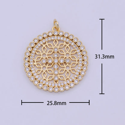 24K Gold Filled Filigree Artisan Religious Cross Round Disc Charm N-920