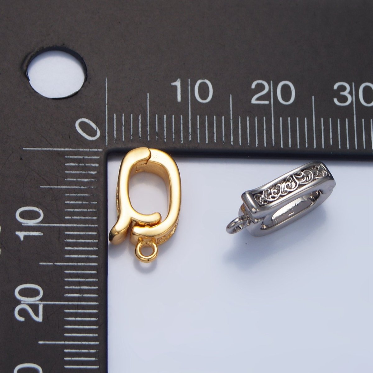 24K Gold Filled 14mm Filigree Snap Latch Bail Findings in Gold &amp; Silver | Z973
